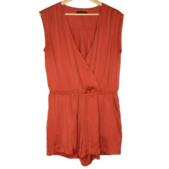 Banana Republic Pants - Banana Republic Elastic Waist Rust Color Wrap Front One Piece Romper Size 12